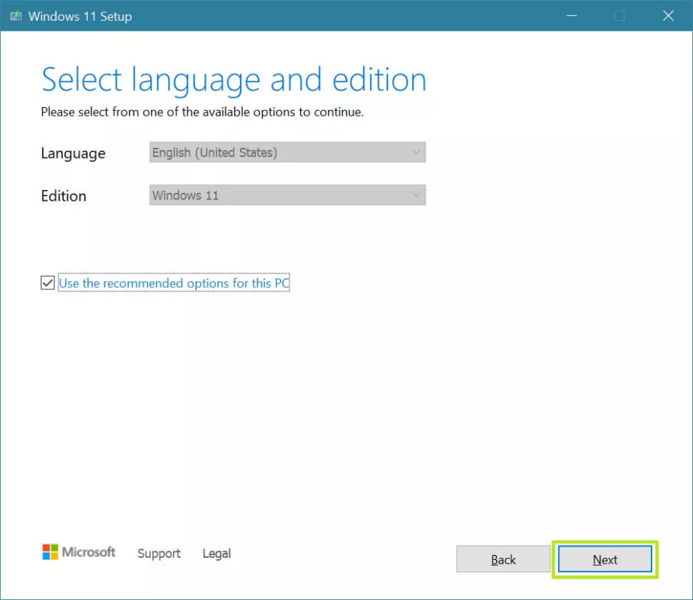 انتخاب زبان و نسخه نصب ویندوز 11